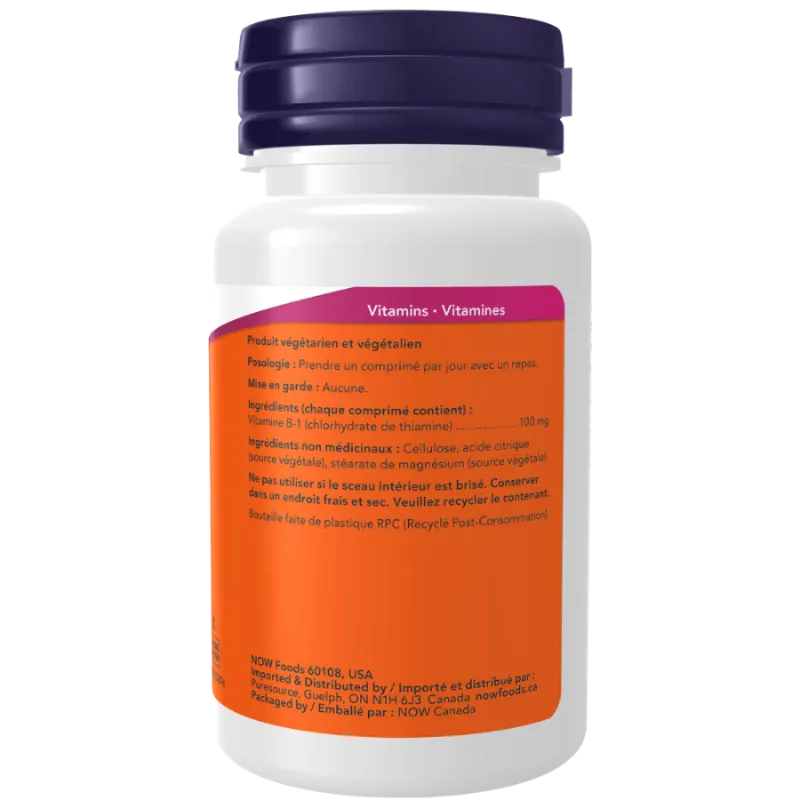 B-1 100 mg, 100 comprimés | Safest & Easiest Shopping Vitamins Online | VITASHOP