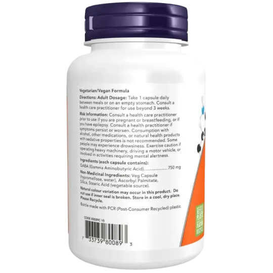 Extra Strength GABA 750 mg, 100 gélules végétales | Safest & Easiest Shopping Vitamins Online | VITASHOP