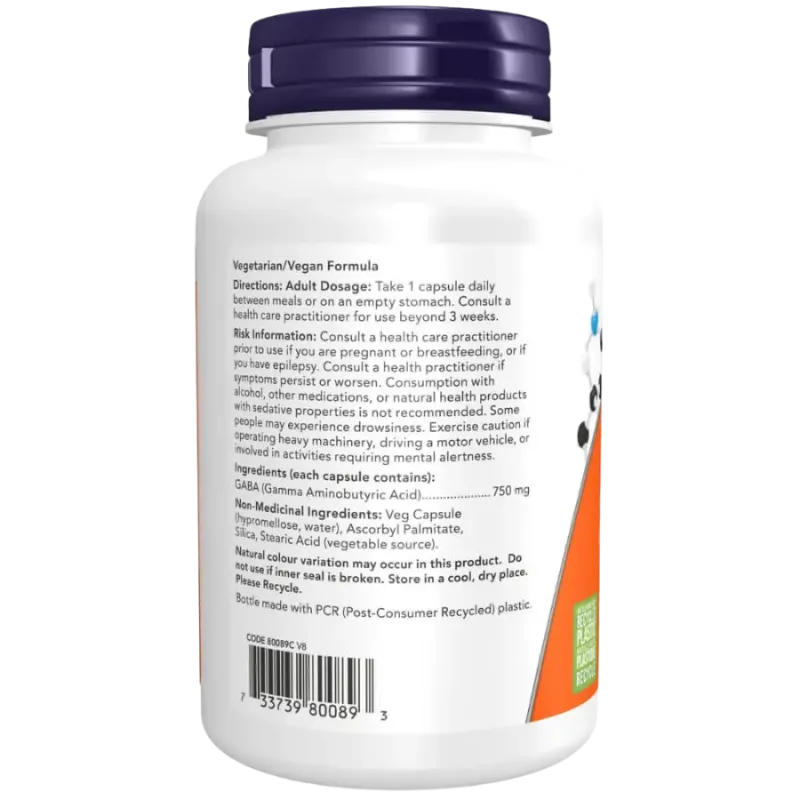 Extra Strength GABA 750 mg, 100 gélules végétales | Safest & Easiest Shopping Vitamins Online | VITASHOP