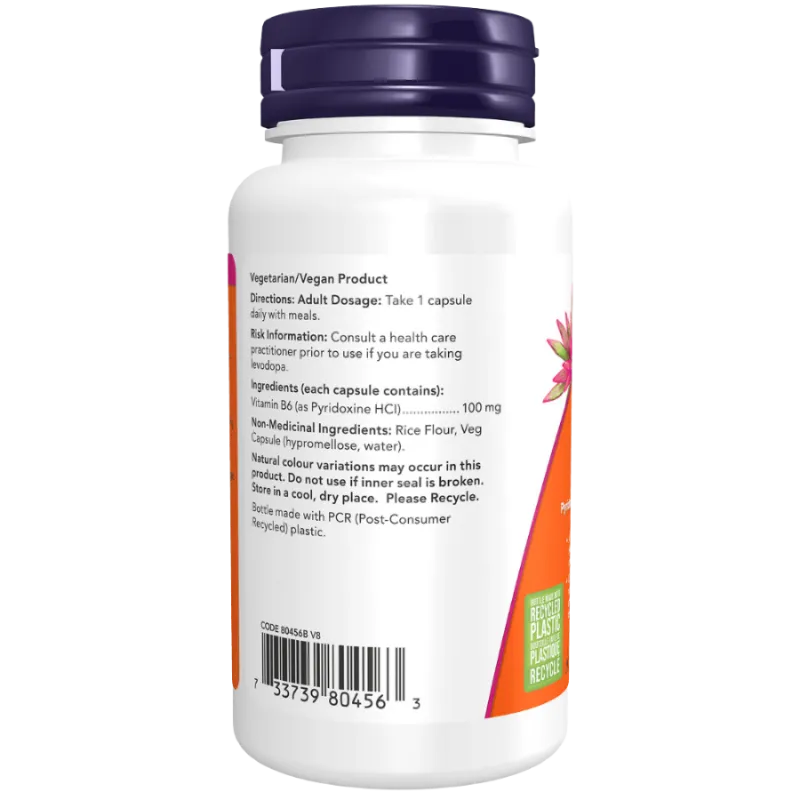 NOW Foods B-6 100 mg, 100 Capsules | 每天不同折扣, 全网最低价格 | 种类齐全的保健品店铺 VITASHOP, 只有你想不到, 没有你买不到 !