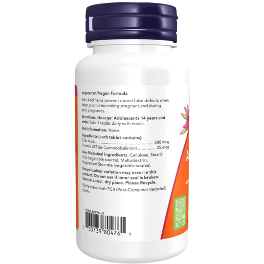 NOW Foods Folic Acid 800 mcg, 250 Tablets | Unbeatable Prices, Daily Deals | VITASHOP