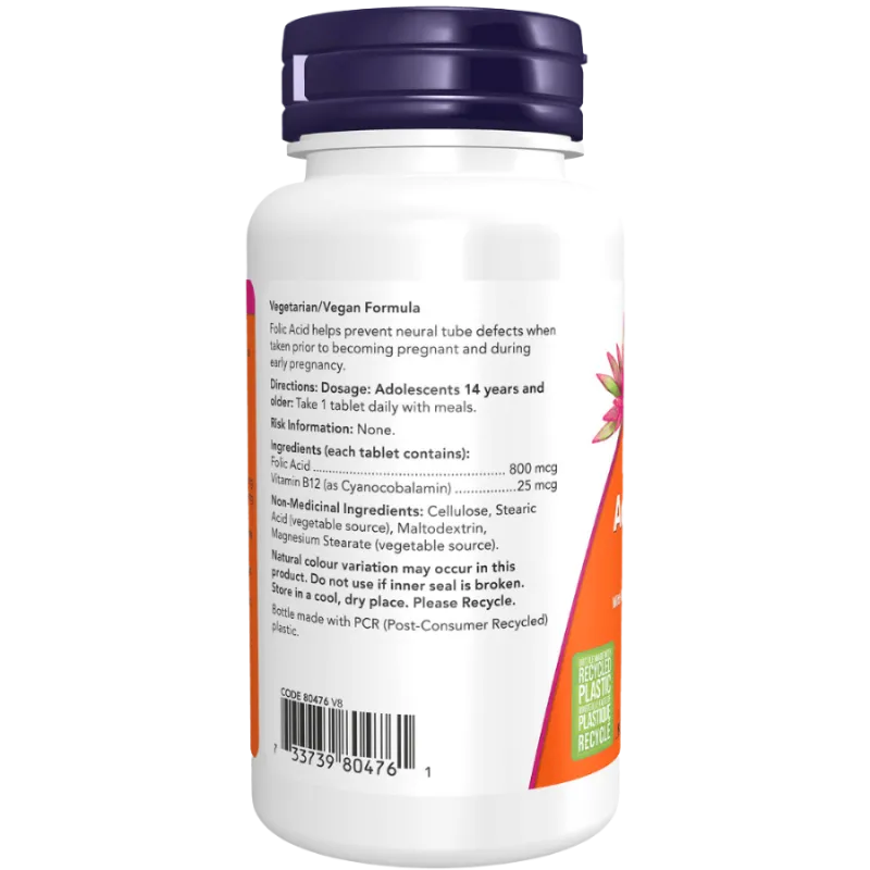 Acide folique 800 mcg, 250 comprimés | Safest & Easiest Shopping Vitamins Online | VITASHOP