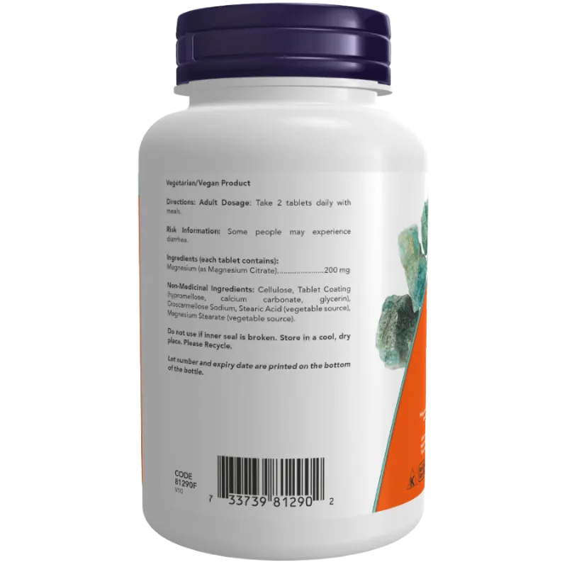 NOW Foods Magnesium Citrate 200 mg, 100 Tablets | Unbeatable Prices, Daily Deals | VITASHOP