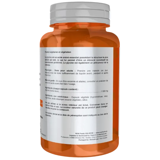 NOW Foods Glycine 1000 mg, 100 Capsules | Unbeatable Prices, Daily Deals | VITASHOP