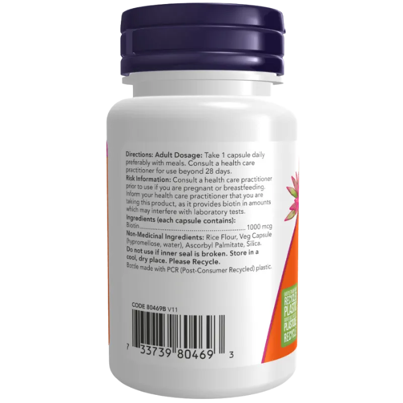 NOW Foods Biotin 1000 mcg, 100 Capsules | Unbeatable Prices, Daily Deals | VITASHOP