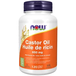 Huile de ricin 650 mg avec huile de fenouil, 120 gélules | Safest & Easiest Shopping Vitamins Online | VITASHOP