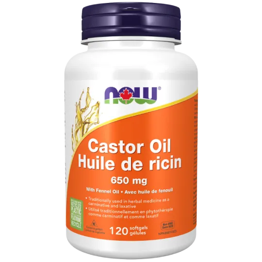 Huile de ricin 650 mg avec huile de fenouil, 120 gélules | Safest & Easiest Shopping Vitamins Online | VITASHOP