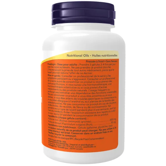 NOW Foods Castor Oil 650 mg with Fennel Oil, 120 Softgels | Unbeatable Prices, Daily Deals | VITASHOP