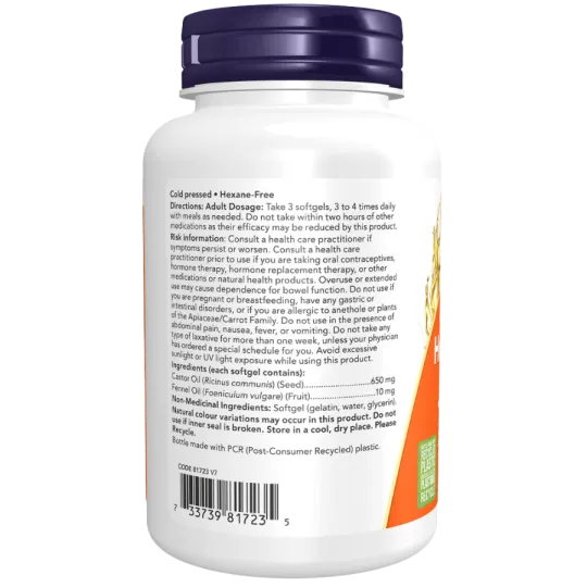 NOW Foods Castor Oil 650 mg with Fennel Oil, 120 Softgels | Unbeatable Prices, Daily Deals | VITASHOP