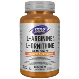 NOW Foods L-Arginine 500 mg L-Ornithine 250 mg, 100 Capsules | Unbeatable Prices, Daily Deals | VITASHOP