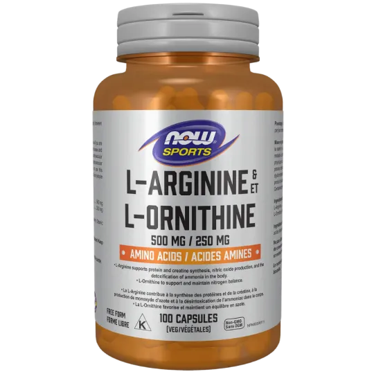 NOW Foods L-Arginine 500 mg L-Ornithine 250 mg, 100 Capsules | 每天不同折扣, 全网最低价格 | 种类齐全的保健品店铺 VITASHOP, 只有你想不到, 没有你买不到 !