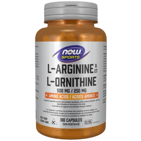 NOW Foods L-Arginine 500 mg L-Ornithine 250 mg, 100 Capsules | 每天不同折扣, 全网最低价格 | 种类齐全的保健品店铺 VITASHOP, 只有你想不到, 没有你买不到 !