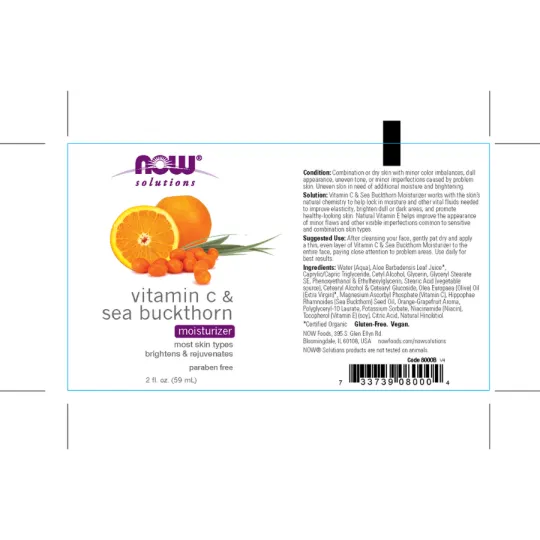 NOW Foods Vitamin C & Sea Buckthorn Moisturizer, 59 mL[DISCONTINUED] | Unbeatable Prices, Daily Deals | VITASHOP
