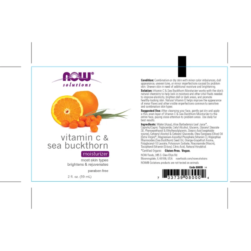 NOW Foods Vitamin C & Sea Buckthorn Moisturizer, 59 mL[DISCONTINUED] | Unbeatable Prices, Daily Deals | VITASHOP