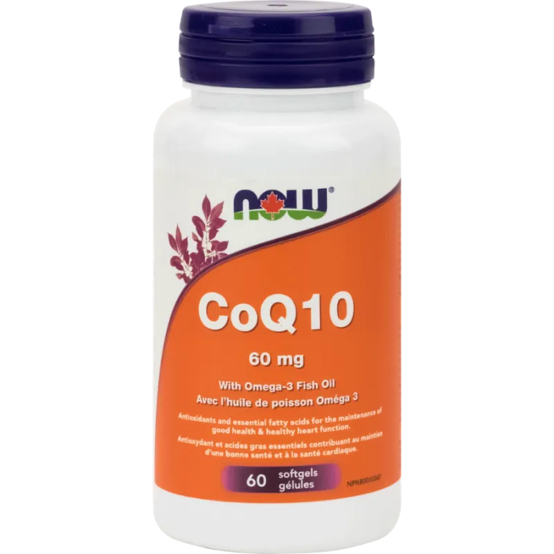 NOW Foods CoQ10 60 mg with Omega-3 Fish Oil, 60 Softgels | Unbeatable Prices, Daily Deals | VITASHOP