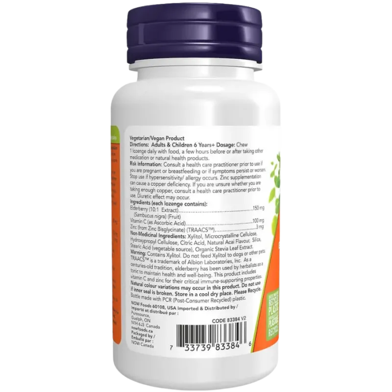 NOW Foods 나우 푸드 Sambucus Elder Zinc-C 60 사탕 | 매일 업데이트되는 특가 상품 | VITASHOP