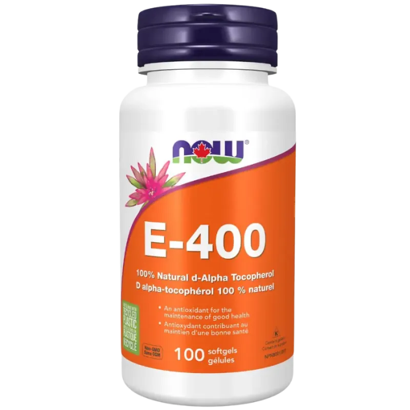 E-400 UI 100% Naturel d-Alpha Tocophéryle, 100 gélules | Safest & Easiest Shopping Vitamins Online | VITASHOP