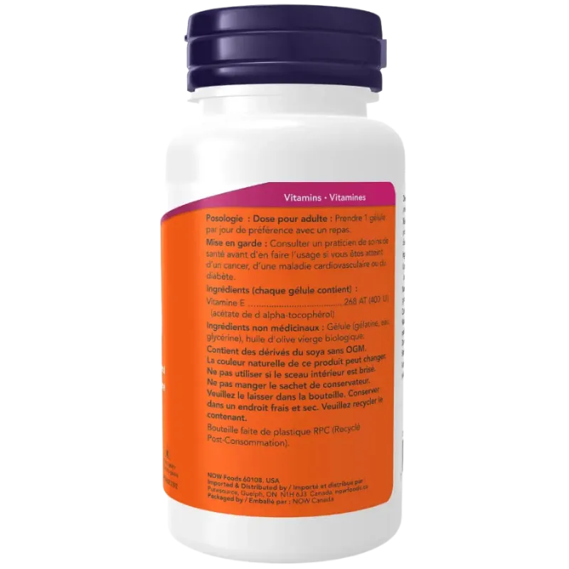 E-400 UI 100% Naturel d-Alpha Tocophéryle, 100 gélules | Safest & Easiest Shopping Vitamins Online | VITASHOP