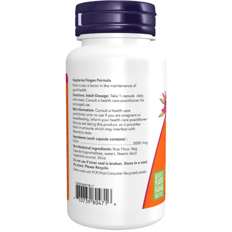 NOW Foods Biotin 5000 mcg, 60 Capsules | Unbeatable Prices, Daily Deals | VITASHOP