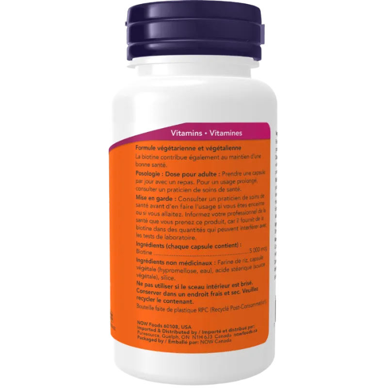 NOW Foods Biotin 5000 mcg, 60 Capsules | 每天不同折扣, 全网最低价格 | 种类齐全的保健品店铺 VITASHOP, 只有你想不到, 没有你买不到 !