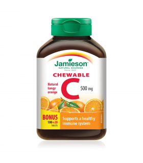 Jamieson Vitamin C 500 mg Tangy Orange 100+20 Free Chewable Tablets | Unbeatable Prices, Daily Deals | VITASHOP