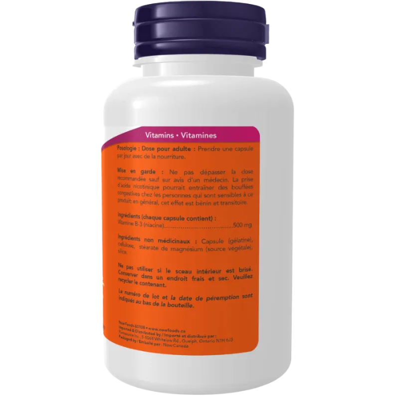 NOW Foods Niacin 500 mg, 100 Capsules | 每天不同折扣, 全网最低价格 | 种类齐全的保健品店铺 VITASHOP, 只有你想不到, 没有你买不到 !