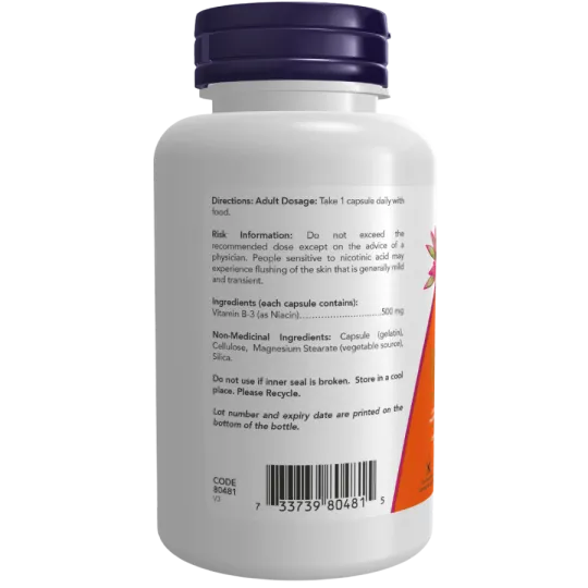 NOW Foods Niacin 500 mg, 100 Capsules | 每天不同折扣, 全网最低价格 | 种类齐全的保健品店铺 VITASHOP, 只有你想不到, 没有你买不到 !