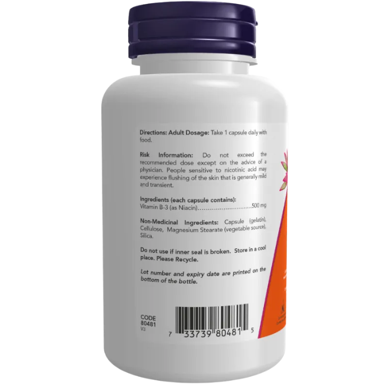 NOW Foods Niacin 500 mg, 100 Capsules | 每天不同折扣, 全网最低价格 | 种类齐全的保健品店铺 VITASHOP, 只有你想不到, 没有你买不到 !