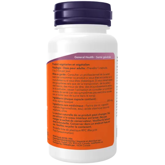 NOW Foods 나우 푸드 알파 리포산 250 mg, 60 캡슐 | 매일 업데이트되는 특가 상품 | VITASHOP