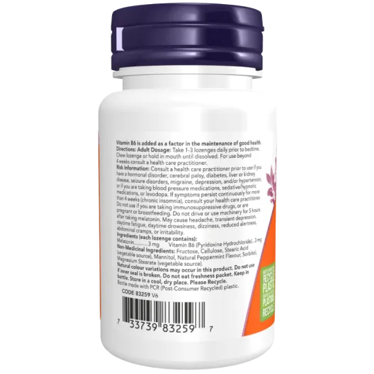NOW Foods Melatonin 3 mg Peppermint Chewable, 180 Lozenges | 每天不同折扣, 全网最低价格 | 种类齐全的保健品店铺 VITASHOP, 只有你想不到, 没有你买不到 !