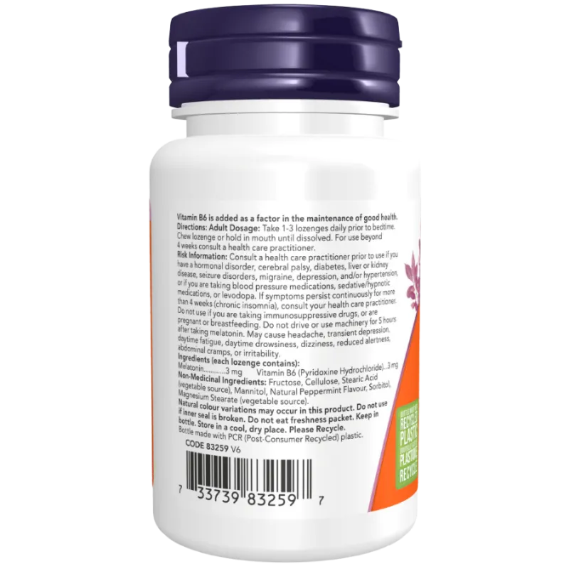 NOW Foods Melatonin 3 mg Peppermint Chewable, 180 Lozenges | 每天不同折扣, 全网最低价格 | 种类齐全的保健品店铺 VITASHOP, 只有你想不到, 没有你买不到 !