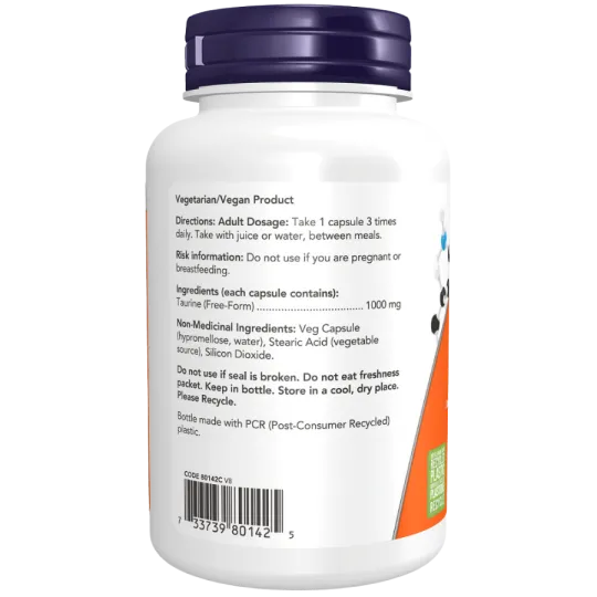 NOW Foods Taurine 1000 mg, 100 Capsules | Unbeatable Prices, Daily Deals | VITASHOP