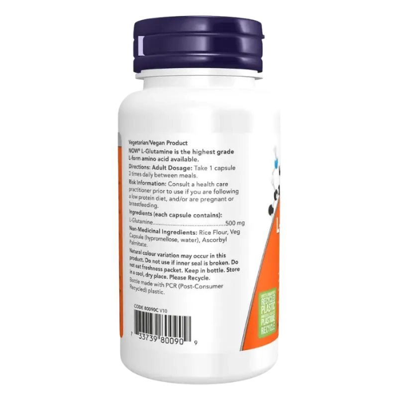 NOW Foods L-Glutamine 500 mg, 60 Capsules | Unbeatable Prices, Daily Deals | VITASHOP