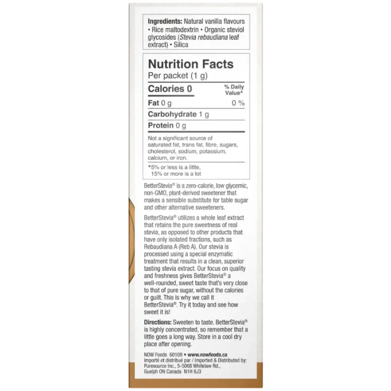 NOW Foods Better Stevia French Vanilla Packets, 1g*75 | Unbeatable Prices, Daily Deals | VITASHOP