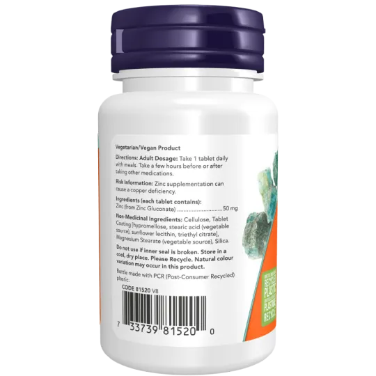NOW Foods Zinc Gluconate 50 mg, 100 Tablets | 每天不同折扣, 全网最低价格 | 种类齐全的保健品店铺 VITASHOP, 只有你想不到, 没有你买不到 !