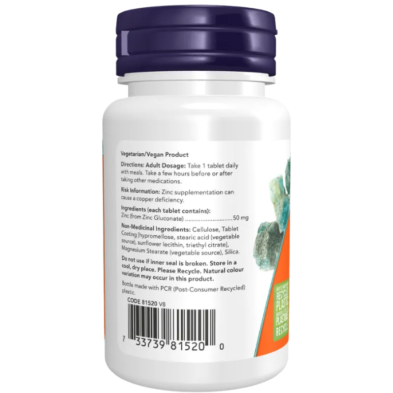 NOW Foods Zinc Gluconate 50 mg, 100 Tablets | 每天不同折扣, 全网最低价格 | 种类齐全的保健品店铺 VITASHOP, 只有你想不到, 没有你买不到 !