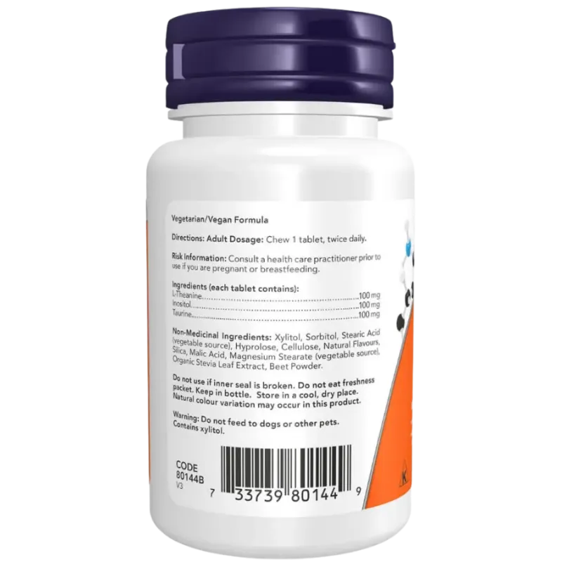 L-théanine 100mg plus à croquer, 90 comprimés | Safest & Easiest Shopping Vitamins Online | VITASHOP