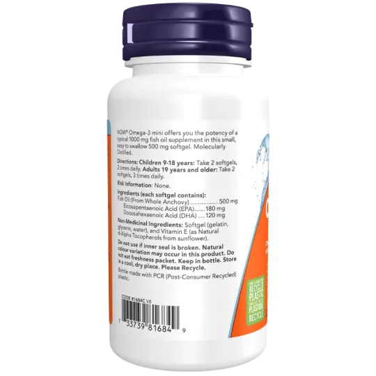 Oméga-3 Mini 500 mg, 90 gélules | Safest & Easiest Shopping Vitamins Online | VITASHOP