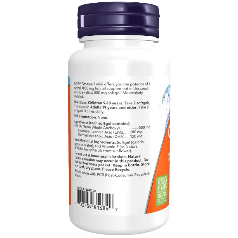 Oméga-3 Mini 500 mg, 90 gélules | Safest & Easiest Shopping Vitamins Online | VITASHOP