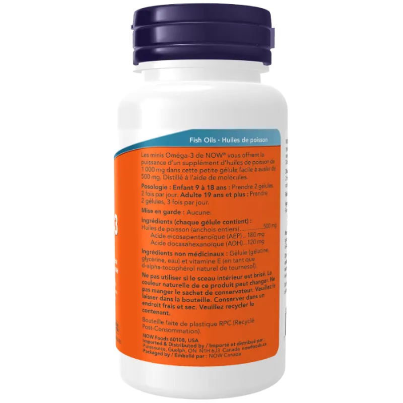 NOW Foods Omega-3 Mini 500 mg, 90 Softgels | Unbeatable Prices, Daily Deals | VITASHOP
