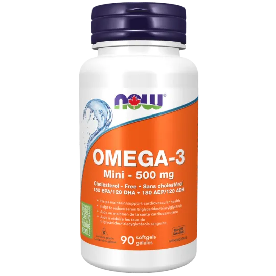 NOW Foods Omega-3 Mini 500 mg, 90 Softgels | Unbeatable Prices, Daily Deals | VITASHOP