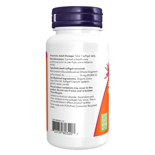 Bêta-carotène naturel 25000 UI, 90 gélules | Safest & Easiest Shopping Vitamins Online | VITASHOP