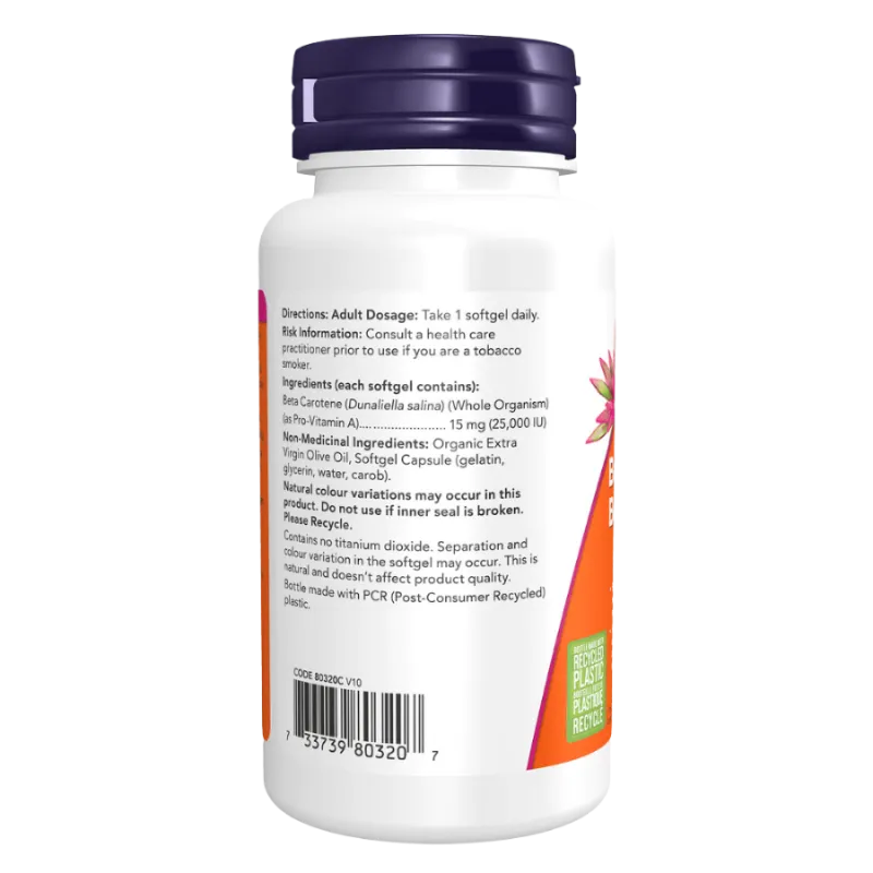 NOW Foods Natural Beta Carotene 25000 IU, 90 Softgels | Unbeatable Prices, Daily Deals | VITASHOP