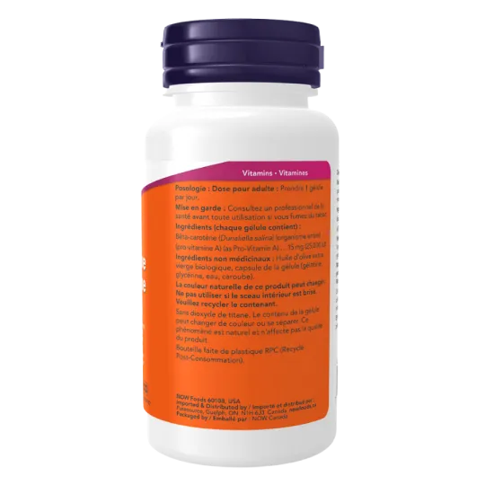 NOW Foods Natural Beta Carotene 25000 IU, 90 Softgels | Unbeatable Prices, Daily Deals | VITASHOP