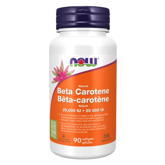 NOW Foods Natural Beta Carotene 25000 IU, 90 Softgels | Unbeatable Prices, Daily Deals | VITASHOP