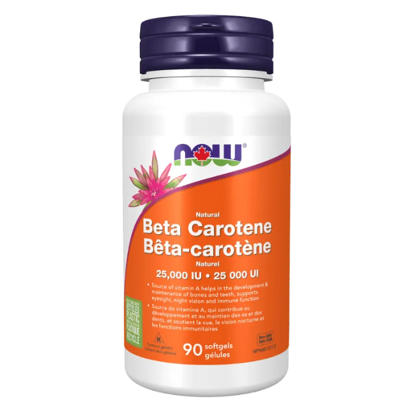 NOW Foods Natural Beta Carotene 25000 IU, 90 Softgels | 每天不同折扣, 全网最低价格 | 种类齐全的保健品店铺 VITASHOP, 只有你想不到, 没有你买不到 !
