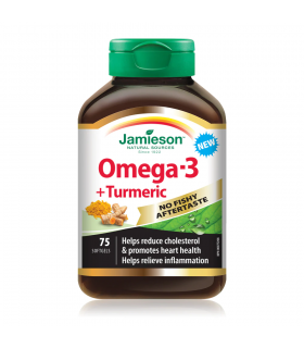 Jamieson Omega-3 + Turmeric (No Fishy Aftertaste) 75 Softgels | Unbeatable Prices, Daily Deals | VITASHOP