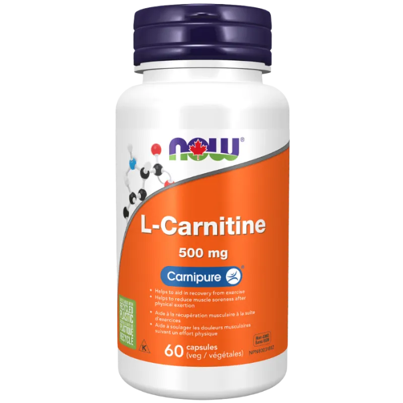 NOW Foods L-Carnitine 500 mg, 60 Capsules | Unbeatable Prices, Daily Deals | VITASHOP
