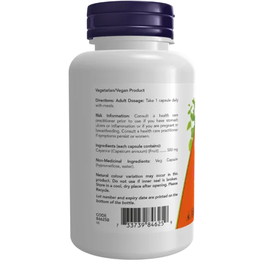 NOW Foods Cayenne 500 mg, 100 Capsules | Unbeatable Prices, Daily Deals | VITASHOP