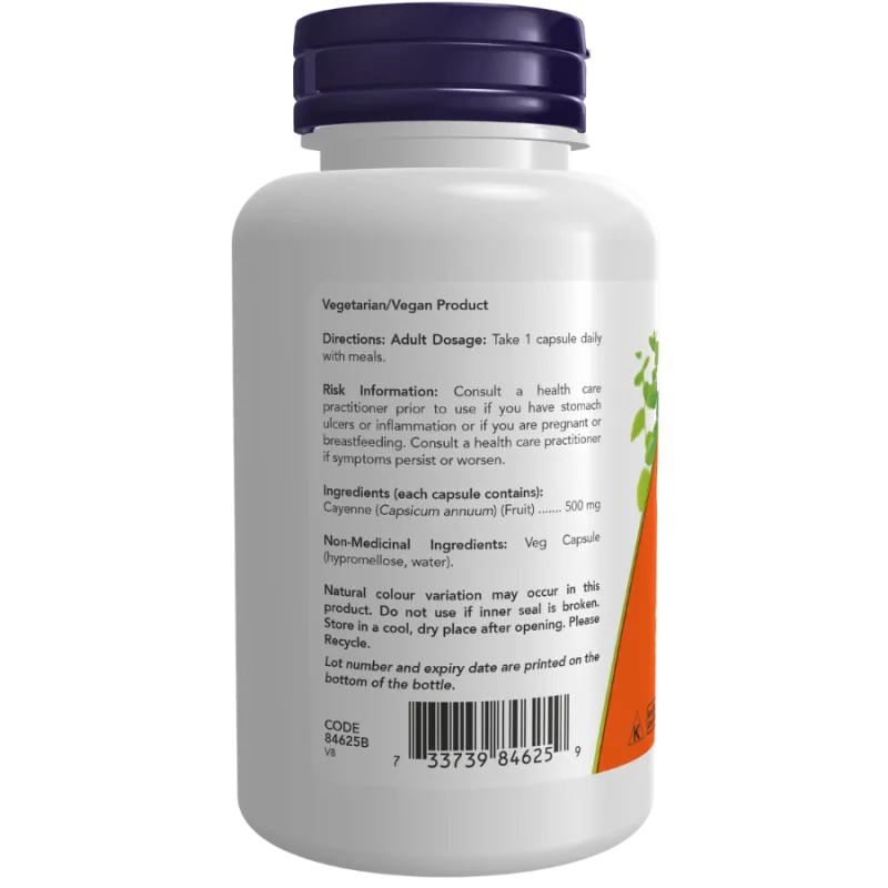 NOW Foods Cayenne 500 mg, 100 Capsules | Unbeatable Prices, Daily Deals | VITASHOP